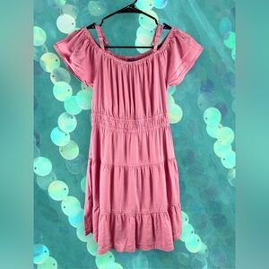 Old Navy Kids Rose Pink Off-the-Shoulder Tiered Swing Dress